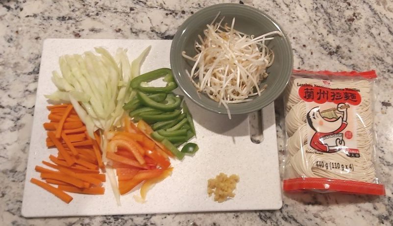 Ingredients for Prawn Yakisoba Recipe aka Ebi Yakisoba (Prawns Yakisoba Noodles) 