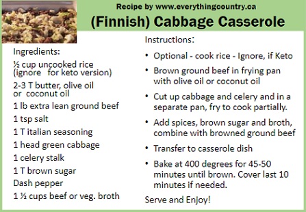 Recipe Card for Finnish Cabbage Casserole aka Keto Cabbage Casserole Recipe