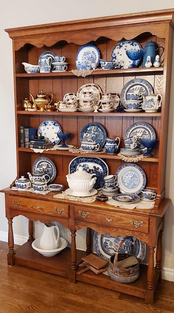 Latest view of the Blue and White Blue Willow Display after more additions
