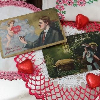 Vintage Postcard - Vintage Valentines Day Decor - Vintage Valentines Day Ideas - Vintage Valentines Vignette