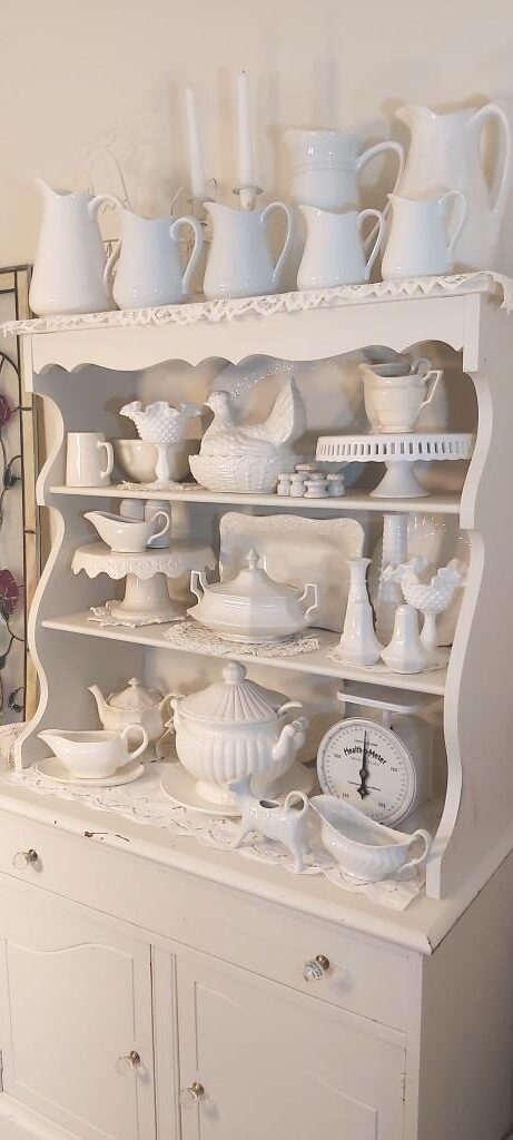 Full Display of Antique and Vintage White Ironstone - antique white ironstone - antique ironstone