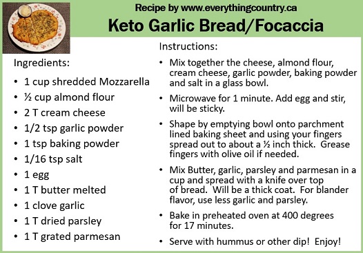 Keto Almond Garlic Bread Recipe aka Almond Flour Focaccia - Recipe Card for Keto Garlic Bread - Almond Meal Focaccia Bread