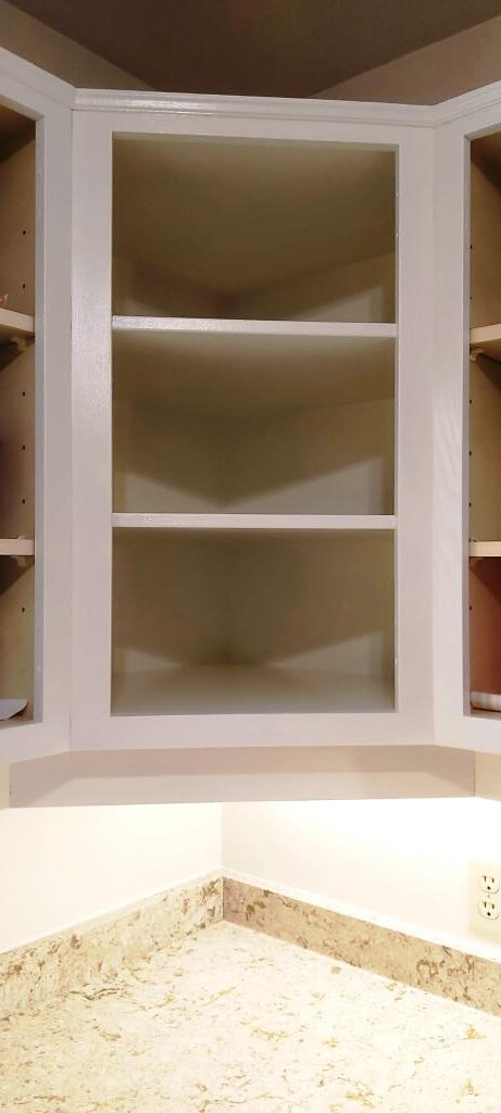 Oak Cabinets Kitchen Renovation - primed - Painting Oak Cabinets White