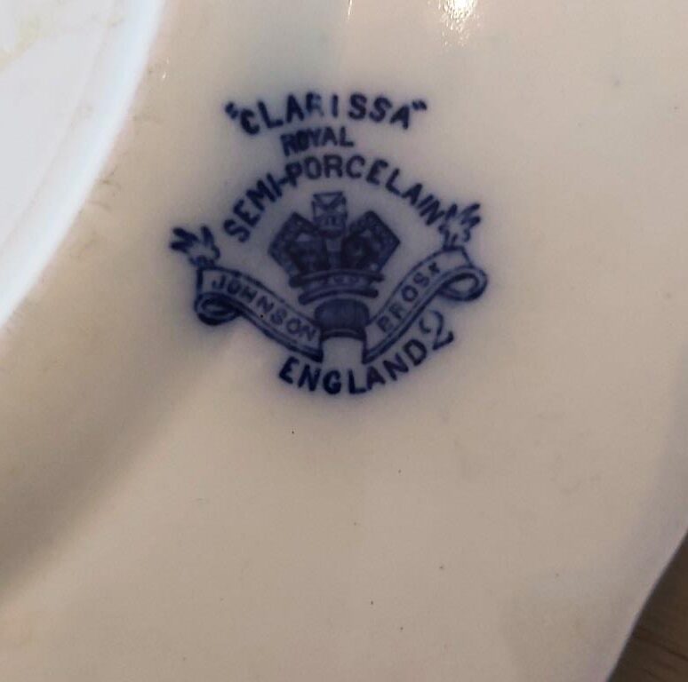Mark for Clarissa Johnson Bros Flow Blue Plate