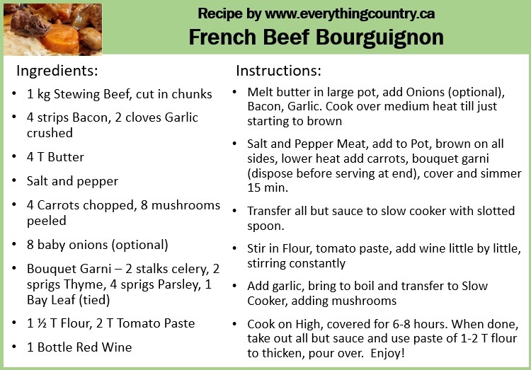 Classic French Beef Bourguignon Recipe  Card and keto beef bourguignon